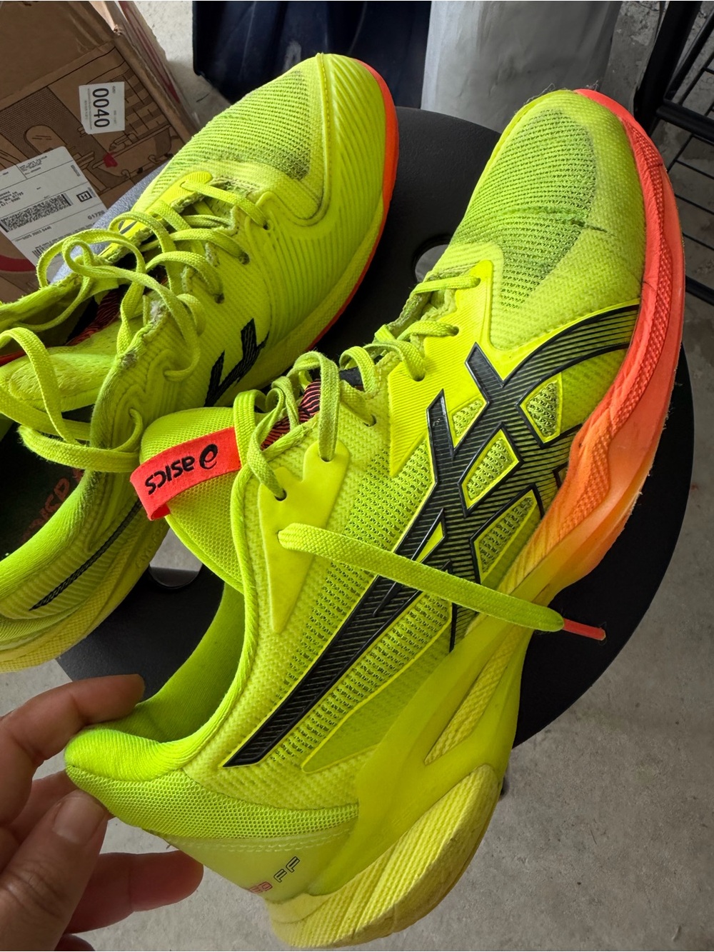 Asics Neon Yellow and Orange Men's Running Shoes